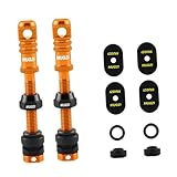 Qianly Válvula Presta Sin Cámara de 2 Piezas, Instalación Rápida, Válvula Presta para Bicicleta de Carretera Y Montaña, Naranja