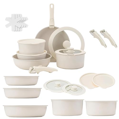 Gourmetific Cookware Set, 5/9/11/15Piece Gourmetific Cookware Detachable Handle Set, Nonstick