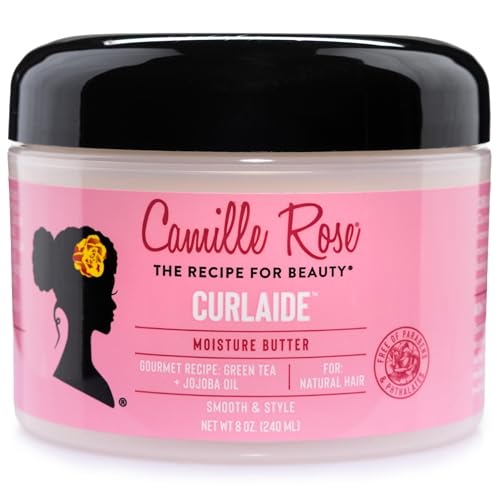 Camille Rose Curlaide Moisture Butter – Curly Hair Cream with Green Tea & Jojoba, Detangler, 8 Fl Oz