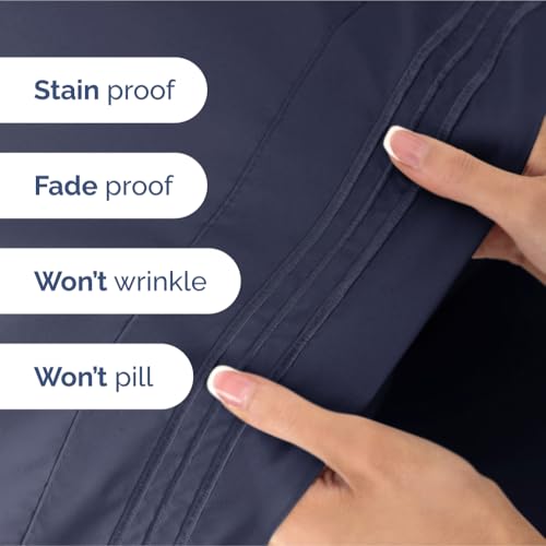 Image of Full Size 4 Piece Sheet Set - Ultra Soft & Cooling Sheets - Deep Slate Blue | Fits 8 Inch to 16 inch Mattress, Wrinkle Free & Fade Resistant with Deep Pockets, Breathable, Comfy Hotel Luxury Bedding