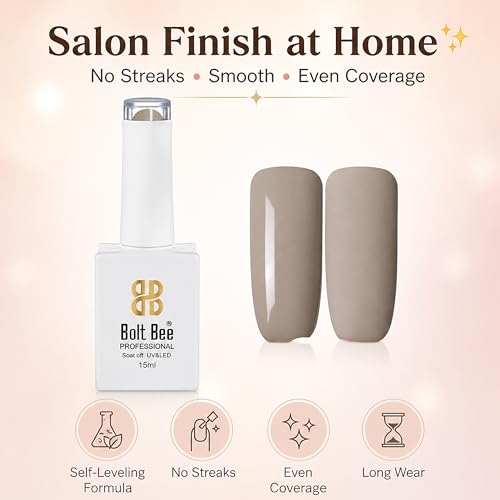 Image of Bolt Bee Nude latte Color Gel Nail Polish Soak Off UV Gel DIY at Home 15ML Manicure Salon Nail Art