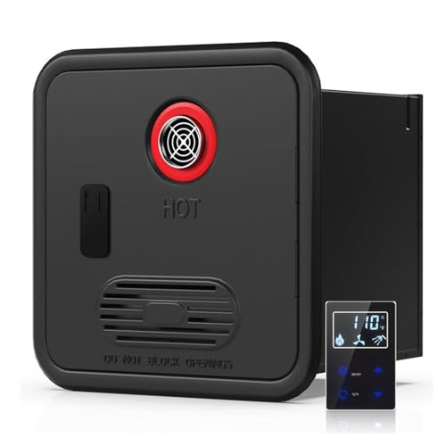 Calentador De Agua Instantáneo a Gas Propano Para Vehículos Recreativos 55,000 Btu, Con Control Remoto, 12 V, 3.9 Gpm, Compatible Con Todos Vehículos Recreativos Y Autocaravanas NoShowerHead-Black