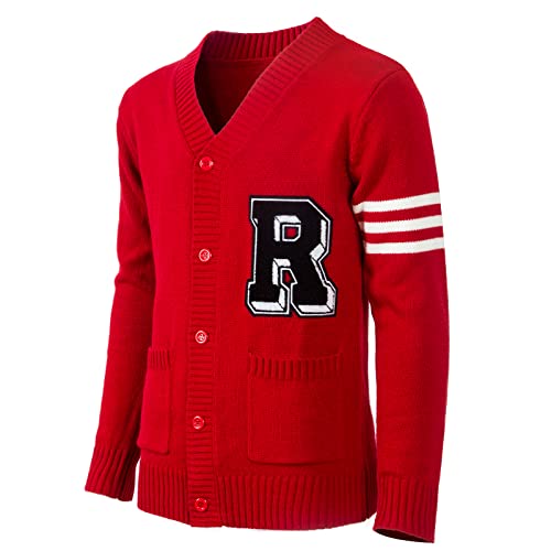 Men's 1950's Letterman Cardigan Sweater Hip Hop 50s Cardigan Sweater V-Neck Long Sleeve Cardigan Winter Sweater2