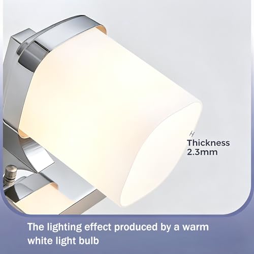 Image of 17 Inchs Bathroom Vanity Light, 3-Light Chrome Bathroom Light Fixtures Over Mirror, Bathroom Light Shower Lamp with Milky White Square Glass Shade, Modern Farmhouse Lighting Fixtures