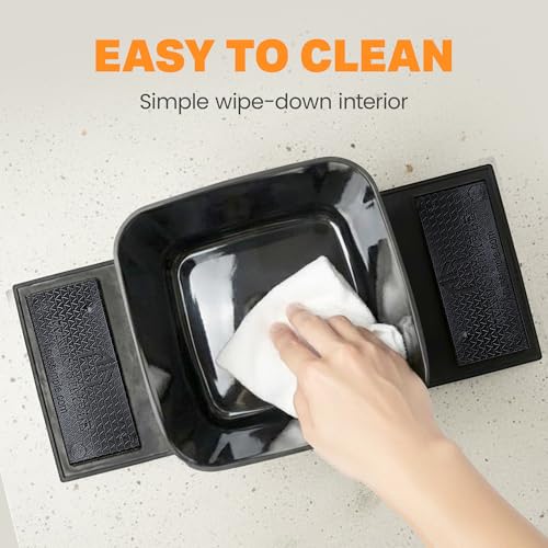 Image of Car Trash Can with Stability Wings - Leakproof Portable Garbage Bin for Fabric & Rubber Mats - Compact Durable Plastic Auto Organizer for Cars, SUVs, Trucks (Black with Flap, Small)