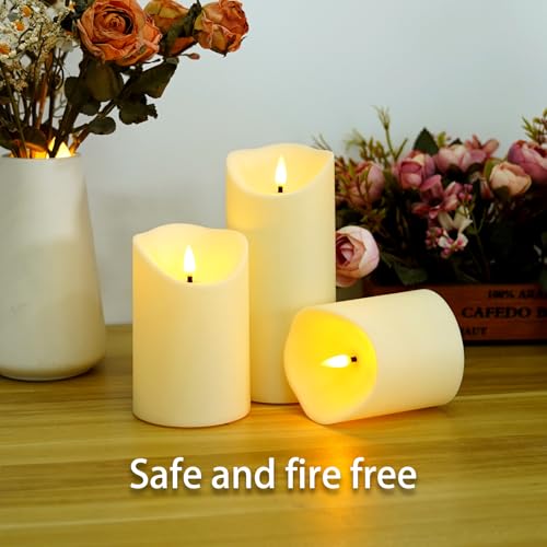 Image of Fo32won Flameless Flickering Candles with Remote Timer, Set of 6 Ivory Led Battery Operated Candles for Home Decor Xmas Halloween (D3 x H3 3 inch 4 inch 5 inch 6 inch 7 inch)