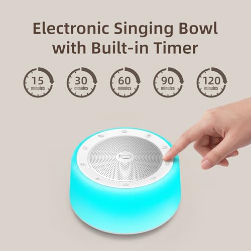 Image of Kipcush Automatic Tibetan Singing Bowl Sound Machine - 11 Healing Tones, Touch Control Night Light, Smart Timer & Memory, Plug-in Sound Therapy Device for Yoga, Meditation, Sleep & Stress Relief