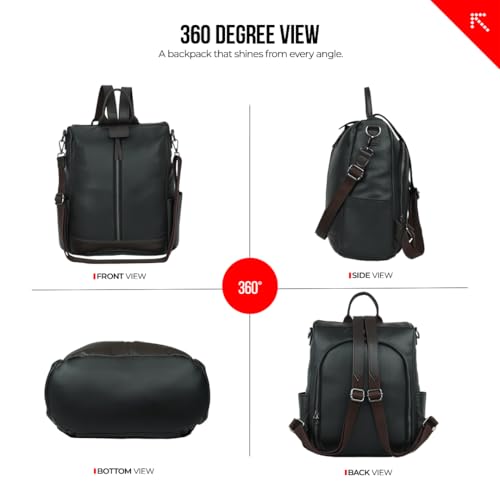 Image of FATMUG Small Vegan Leather Backpack For Women Stylish Convertible Shoulder Handbag Casual
