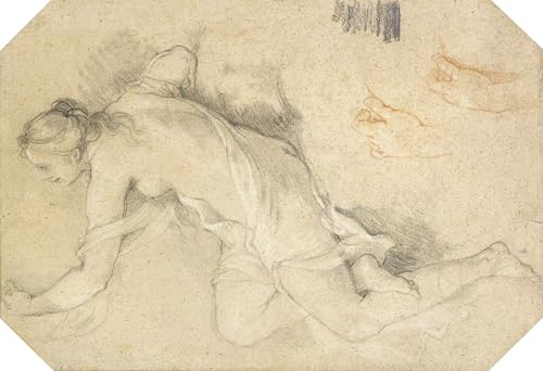 Tableau Jeune femme assise de profil Charles Natoire - Impression d'art sur toile 60x90cm