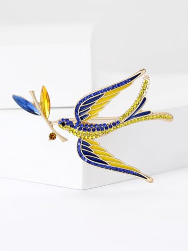Image of Fashionable Peace Dove Brooch for Women Ukrainian Wheat Ear Brooch Dress Suit Pin Accessories
