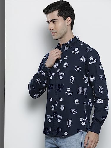 Image of The Indian Garage Co Men Cotton Regular Fit Full Sleeves Spread Collar Casual Shirt