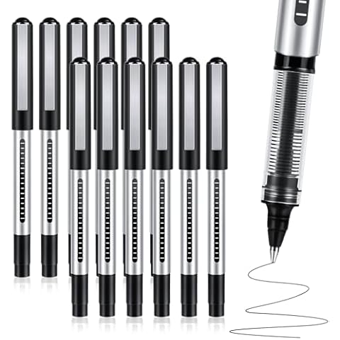 Lychico 12 Pack Black Ink Rollerball Pens Cover