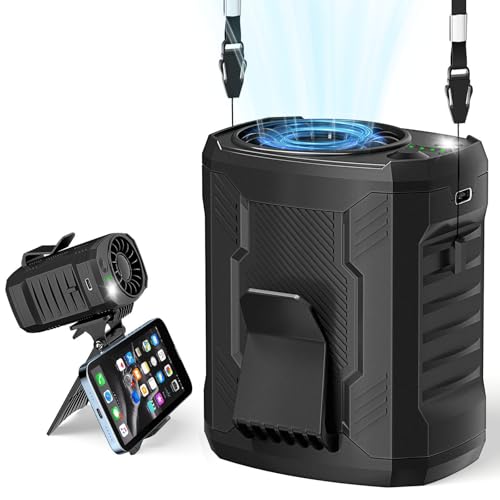 Portable 4-in-1 Waist/Neck/Desk Fan with Phone Stand & LED Light ...