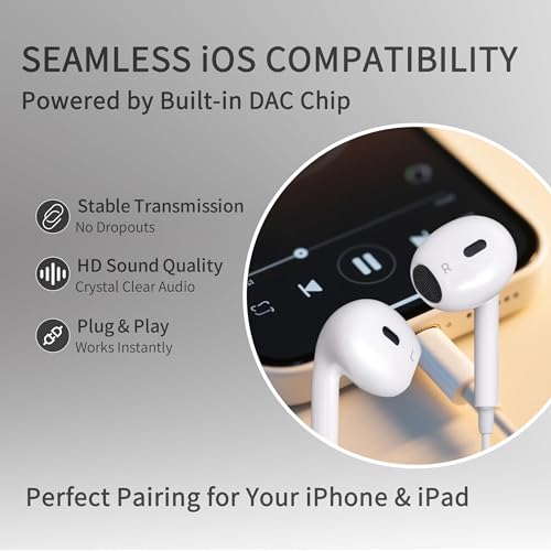 Image of Wired Headphones for iPhone Ear buds with Lightning Connector (Built-in Microphone & Volume Control) Earbuds Compatible for iPhone 14 /14 Pro /14 Plus /13 /12 /11 /XR /XS /X /8 /7【Official Certified Earphones】