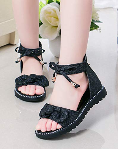 Girls’ Sweet Bows Ankle Strap Back Zipper Roman Sandals Flats(Toddler/Little Kid/Big Kid)3