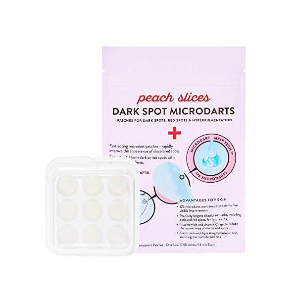 Peach-Slices-Dark-Spot-Micro-Darts-For-Dark-Spots-Post-Blemish-Redness-Hyperpigmentation-Self-Dissolving-Niacinamide-Vitamin-C-Hyaluronic-Acid-and-Cica-VeganCruelty-Free-9-Patches Peach Slices Dark Spot MicroDarts | For Dark Spots, Post-Blemish Redness | Self-Dissolving | Niacinamide, Vitamin C, Hyaluronic Acid, and Cica | Vegan | Cruelty Free | 9 Patches