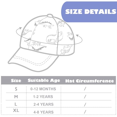 DRESHOW Kleinkind Baseball Mütze Baby Dinosaurier Gemusterte Mützen Unisex Baby Trucker Mützen Säugling Kleinkind Kindermützen für Jungen Mädchen