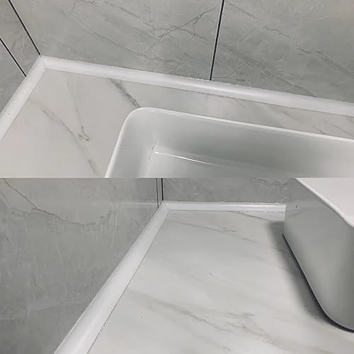 WOLAIYE Water Barrier for Sink,Shower Threshold Water Dam Barrier,Waterproof Barrier Bathroom,Collapsible Silicone Strip Trim Splash Guard (White-1M) - Image 4