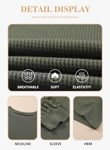 Eytino Plus Size Tops for Women Lace Long Sleeve Crew Neck Waffle Knit Business Work Dressy Shirts(1X-5X)4