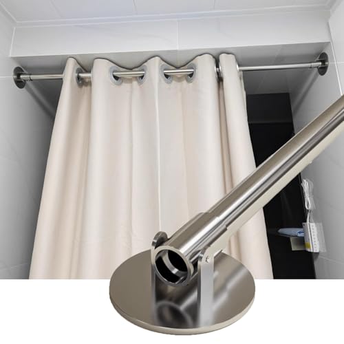 Barra Armario Soporte para Barra de Armario con Ángulo Ajustable, Barra Extensible de Acero Inoxidable para Armario en Pared Inclinada, Barra Giratoria para Cortina de Ducha(55-75cm(21 5/8'-29 1/2'))