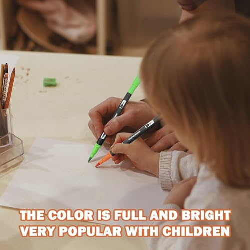 Image of Dual Tip Brush & Fine Tip Drawing Pens | Water-Based Coloring Markers for Art, Sketching, Calligraphy & DIY Crafts | Vibrant, Smooth Ink Set (Pack of 48)
