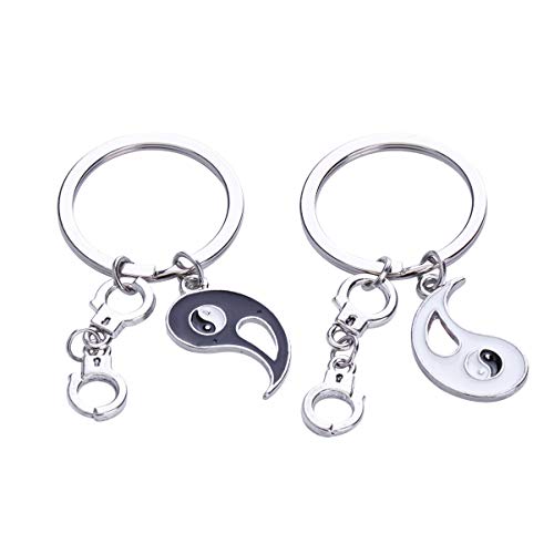 Amosfun par de Amigos Llavero de Pareja Yin Yang Tai Ji Esposas Encantos Mochila Monedero Colgantes Colgantes Amigos Pareja Regalos de Pareja