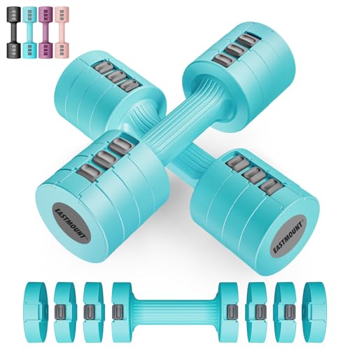 EAST MOUNT Adjustable Dumbbells 5 lb Dumbbells Set of 2 / Pair 10 lb Total Free Weights 6 in 1 Women Hand Weights for Home,Office,Gym Exercise Training 2lb 3lb 4lb 5lb Fast Adjust