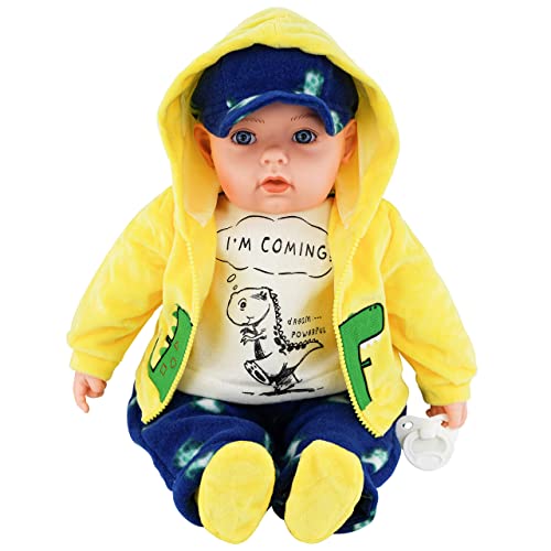 BiBi Doll Baby Boy Doll & Reborn Clothes Set, 20" (50cm), Pack of 2 Outfits Including Dinosaur Jacket & Blue Bunny Jumpsuit - Image 4