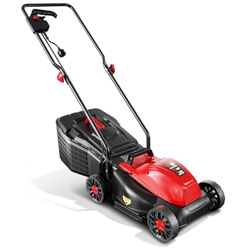 Baotree 12Amp 16' Lawn Mower, 3-Position Height Adjustment, 2-in-1 Mulching & Bagging, Corded Lawn Mower for Your Garden