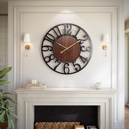 Vantic 32 Inch Large Wall Clock Arabic Numeral Wood Oversized Wall Clock