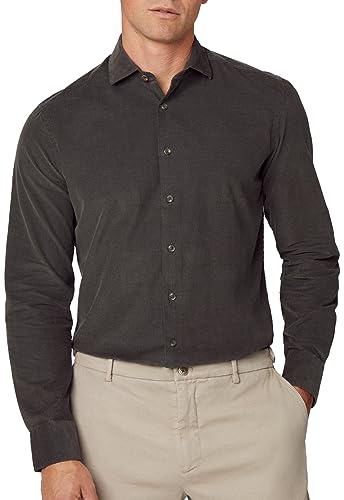 Hackett London Smart Babycord Camisa, Verde (Dark Olive), M para Hombre