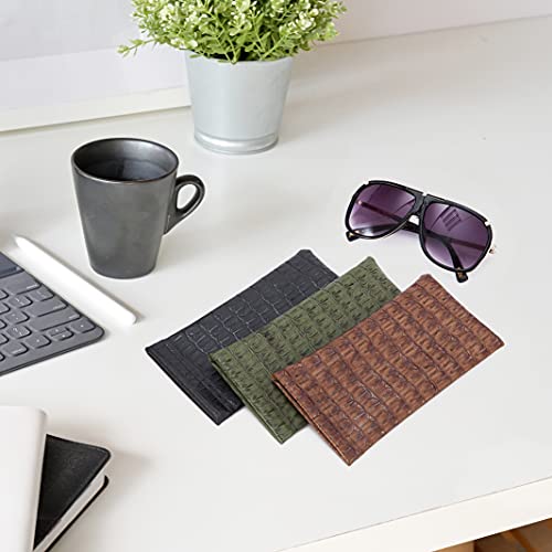 TRIUMPH VISION Squeeze Leather Sunglasses Pouch - 3 Pack Spring Storage Glasses Pouch Holder