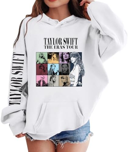 Women’s Tay𝗹𝗼𝗿 Swift Hoodie Teen Girls Concert Outfit Casual Long Sleeve Taylor Print Oversized Loose Pullover Sweatshirt