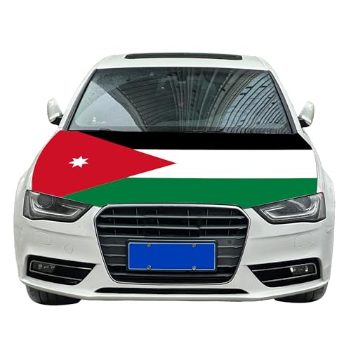Faizaham 4x5 Ft Jordan Country Nation Car Hood Cover Flag Super Elastic Washable UV Resistance Engine Cover Decoration Event Item, Large, FZ-76
