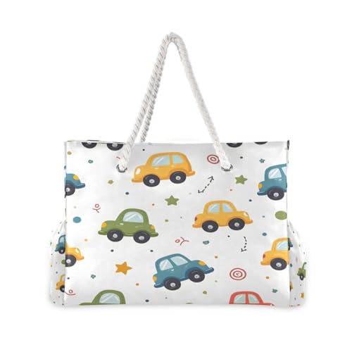 Large Beach Bags Totes Canvas Tote Shoulder Bag Car Star Water Resistant Bags for Gym Travel Daily2