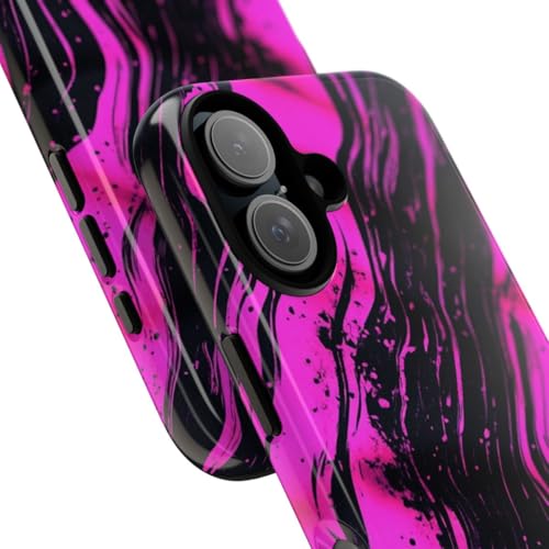 Coque iPhone 16 rose fluo pour protéger un smartphone avec style abstrait