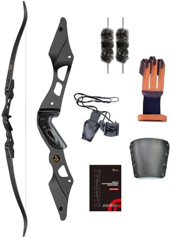 Sanlida Hermit 10 ILF Hunting Recurve Bow Kit for Adults 60″ 30-45 Lbs Archery Recurve Bow, CNC ILF Riser, Carbon & Graphite Foam Core ILF Limbs, RH Only, Limited Life-time Warranty