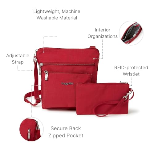 Image of Baggallini Pocket Crossbody Bags for Women 8x8 Small Lightweight Durable Water-resistant Travel Purse W /Rfid