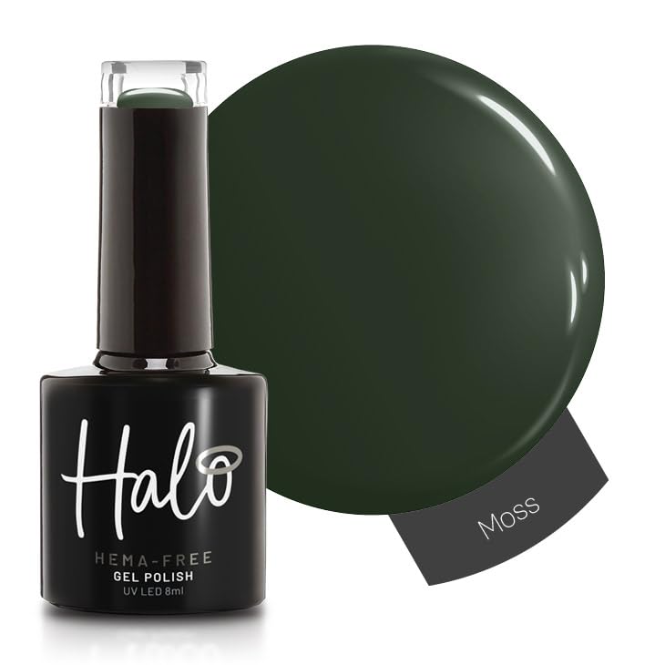 Halo Gel Polish 8ml - Moss. UV/LED Gel Nail Polish, Long Lasting & Easy To Apply. Nail Art Colours For Manicure & Pedicure. Gel Polish For Professional & Home Use.