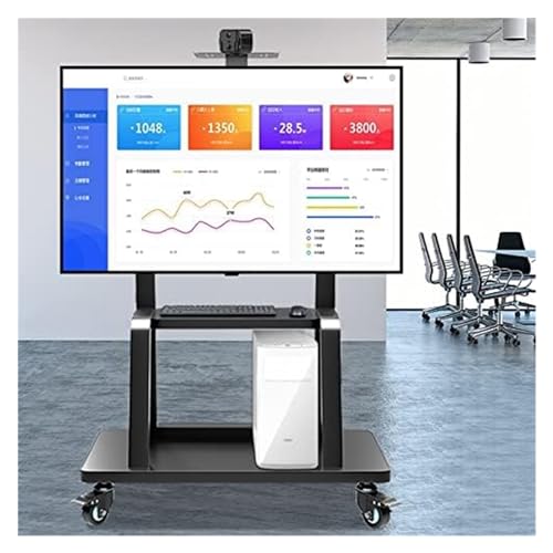 Soporte móvil para TV negro con ruedas ajustable miniatura 7