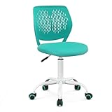 Giantex Kids Desk Chair, Children Armless Study Chair with Adjustable Height, Ergonomic Kids Computer Seat with Wheels, Rolling Swivel Mesh Task Desk Chair for Girls Boys Teens, Turquoise