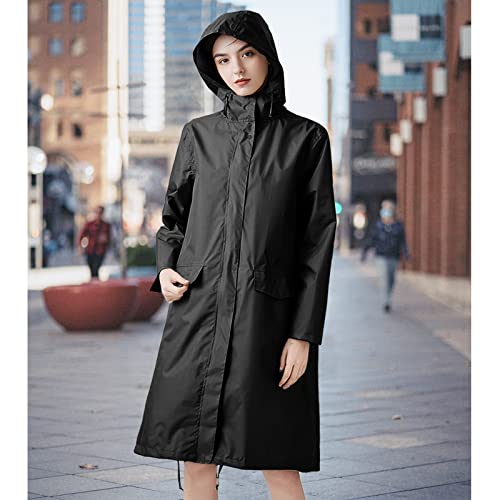 image for ANYOO Women's Waterproof Raincoat Lightweight Rain Jacket Hooded Long 