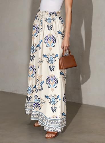 Image of Dokotoo Pants for Women Casual Elastic Waist Wide Leg Pants with Pockets