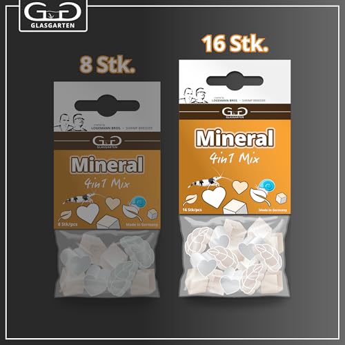 GlasGarten Mineral Mix | 16 STK. – Ergänzungsfutter/Mineralfutter für Ziergarnelen, Schnecken & Krebse, aus 100% natürlichen Zutaten mit Proteinen, Vitaminen, Eisen UVM.