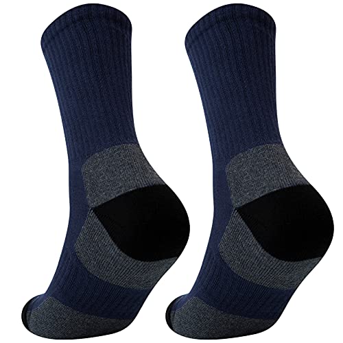 Yuedge Training Athletic Socks For Mens Size 5-8, Moisture Wicking Cushioned Crew Socks Comfort Brown Work Socks #TOP4