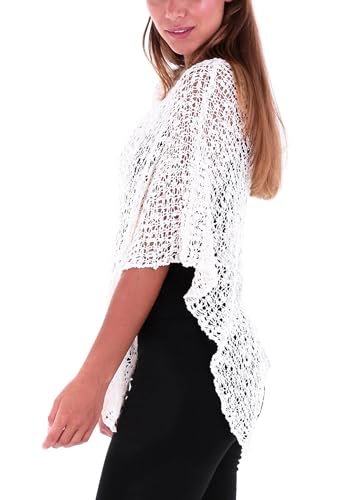 Image of SHU-SHI Summer Ponchos For Women Lightweight Sheer Popcorn Knit Sweater Cape Pullover