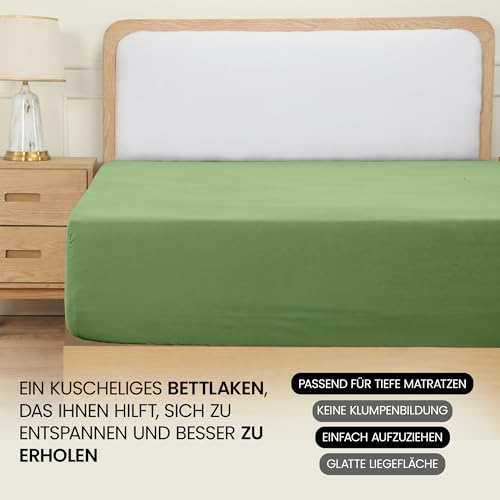 Utopia Bedding - Spannbettlaken 180x200cm - Summer Green - Grün - Oeko-Tex Zertifiziertes Gebürstete Polyester-Mikrofaser Spannbetttuch - 35 cm Tiefe Tasche