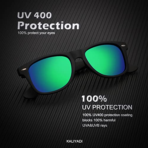 Image of KALIYADI Polarized Sunglasses for Men and Women Matte Finish Sun glasses Color Mirror Lens UV Blocking (3 Pack)