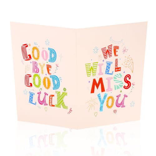 NQEUEPN Tarjeta de te Extrañaremos, 28x44cm We Will Miss You Card Tarjeta de Felicitación Grande Tarjeta de Despedida con Sobre Regalos para Colegas Jubilaciones Hombres Mujeres Decoraciones
