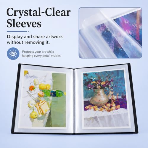 Image of Diamond Art Portfolio Book 22 inchx16 inch (55cmx40cm), 30sleeves, A2, Clear Blue